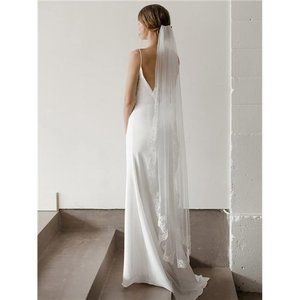 NEW White Long Lace Tulle Veil with Comb